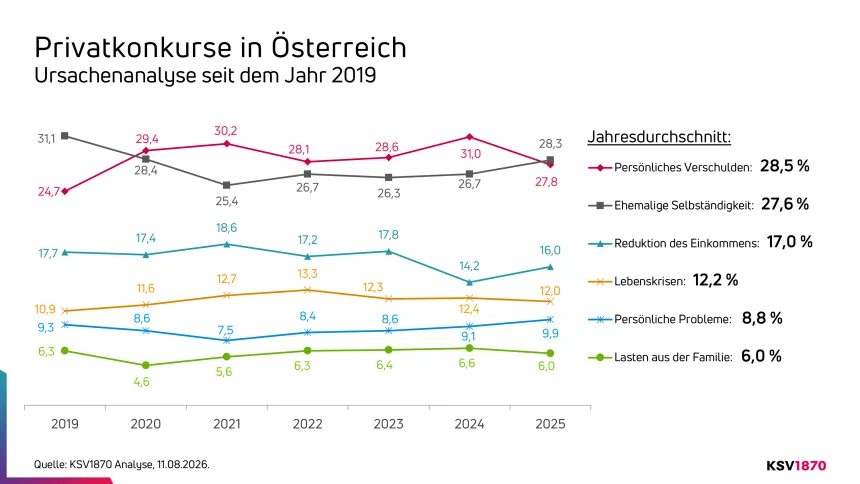 KSV1870 Analyse Privatkonkurs Ursachen Mehrjahresvergleich 2019-2025