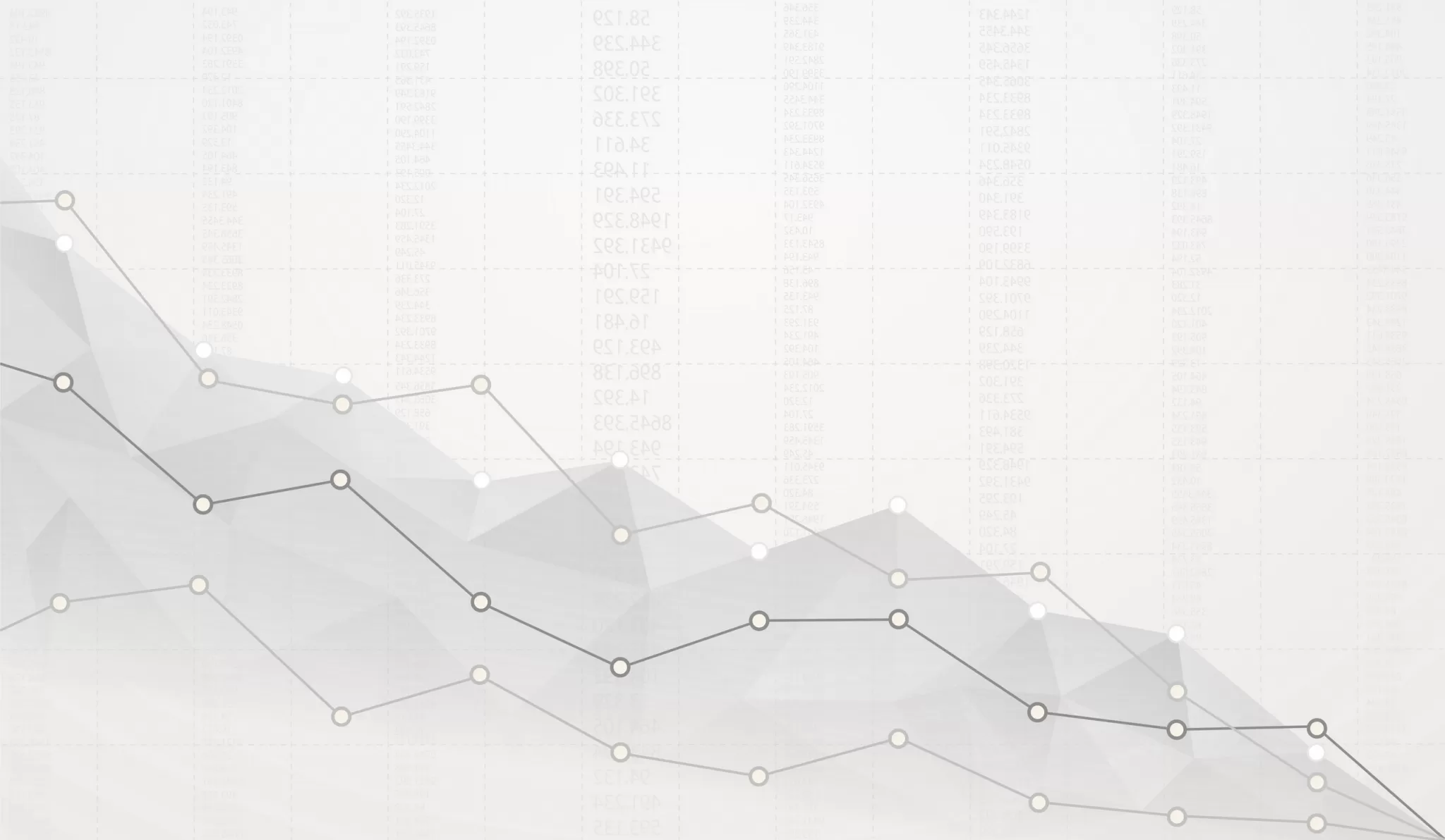 Liniendiagramm zeigt abnehmende Trends über mehrere Zeitpunkte mit drei Datenreihen
